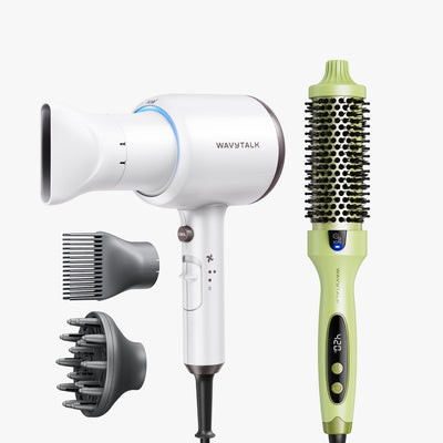 White Blown Away and green Blowout Boost display on a white background
