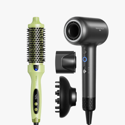 Green Blowout Boost and dark gray Turblow Pro display on a white background