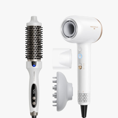 White Blowout Boost and white Turblow Pro display on a white background