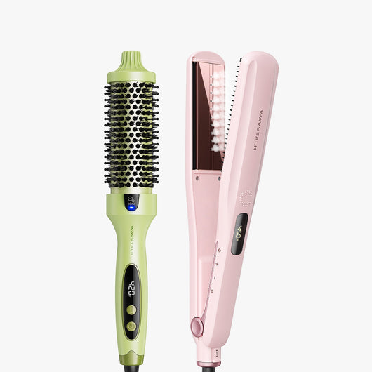 Green Blowout Boost and pink Steam Sesh on a white background