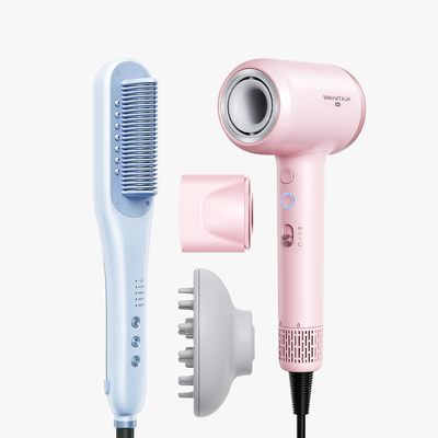 Blue Steamline Pro and pink Turblow Pro on a white background